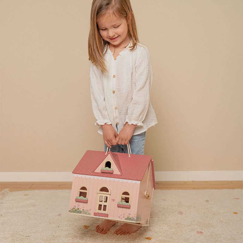 Tragbares Puppenhaus aus Holz 