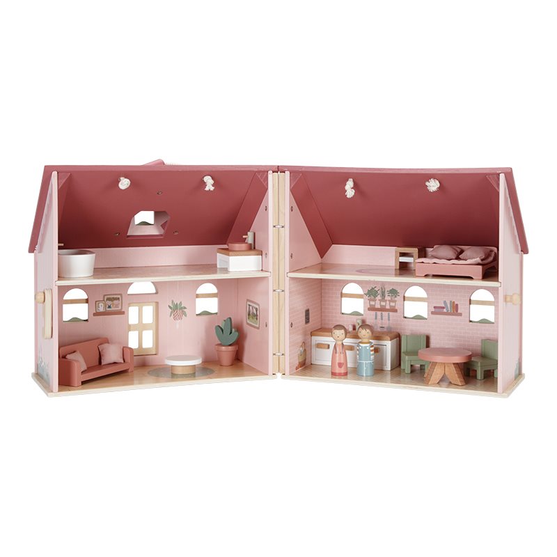 Tragbares Puppenhaus aus Holz 