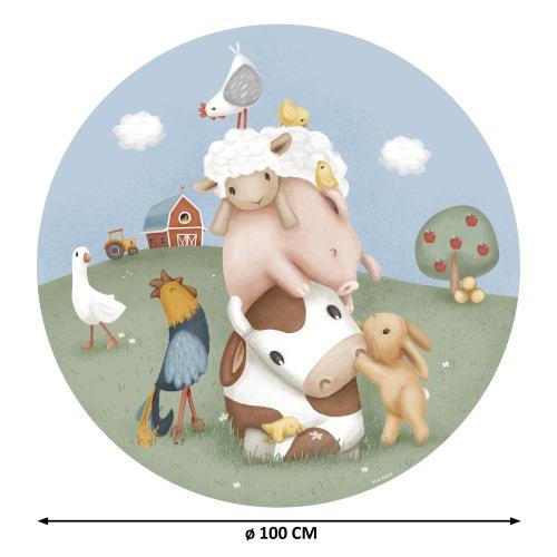 Wallpaper circle - Multicolored - Little Farm 