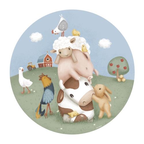 Wallpaper circle - Multicolored - Little Farm 