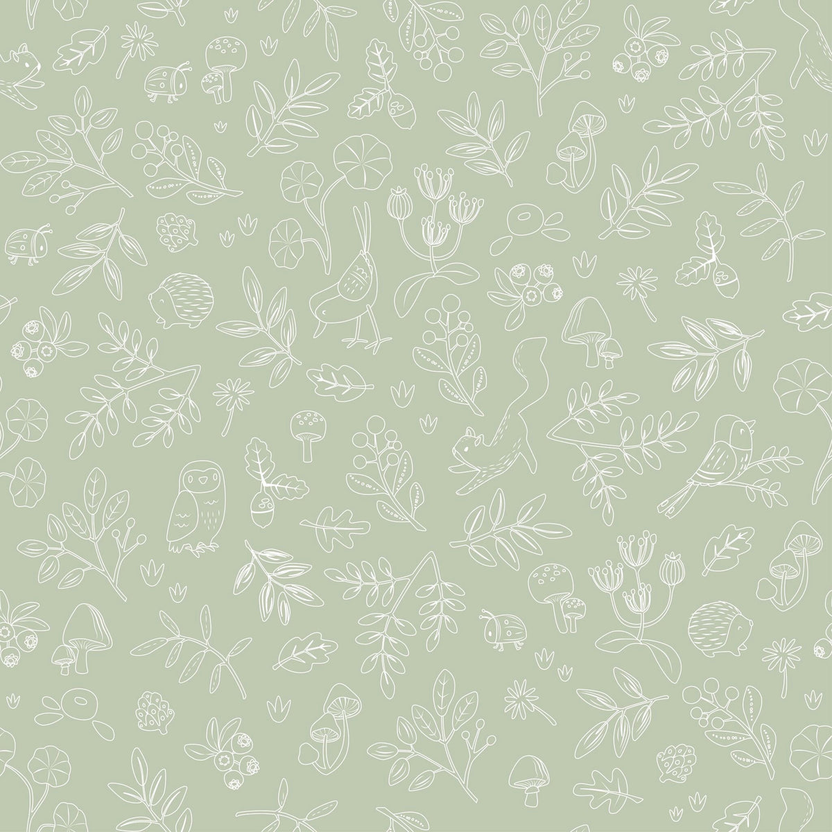 Behangstaal vliesbehang – Groen – Forest Friends – Forest Wonder