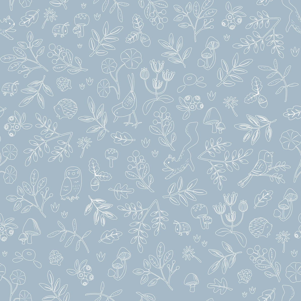 Behangstaal vliesbehang – Blauw – Forest Friends – Forest Wonder
