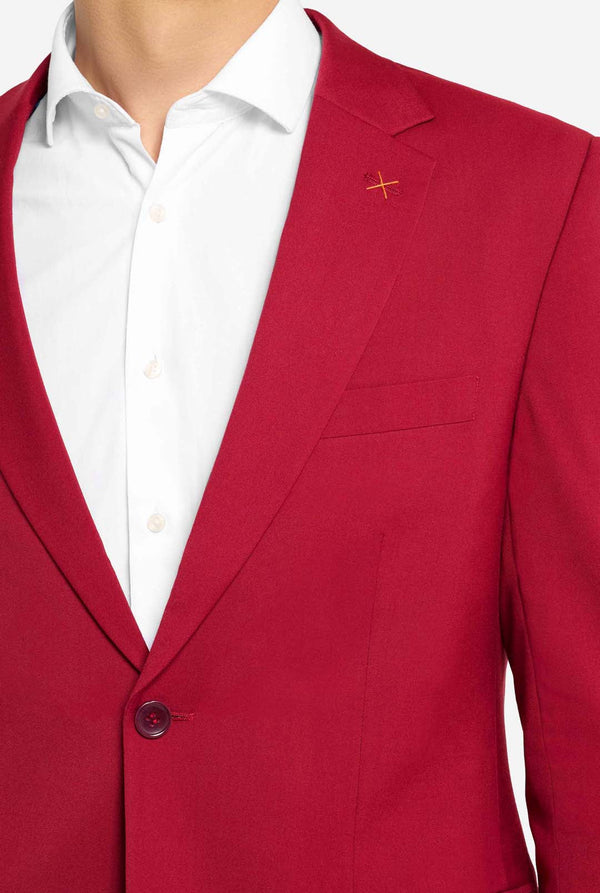 Red blazer with a white shirt on a white background