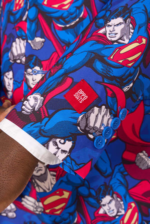 Superman fabric with red and blue colors