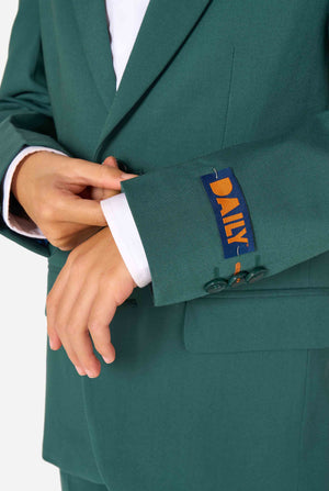 Green suit jacket with a visible brand logo on a white background