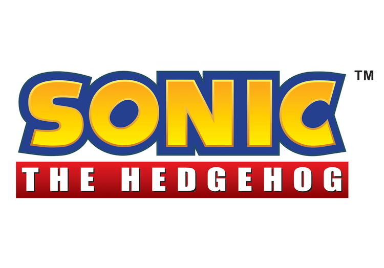 Sonic the Hedgehog logo with colorful text on a white background
