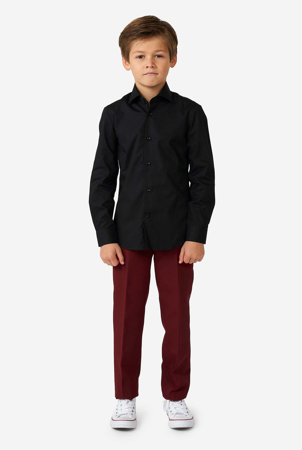 Boy wearing black long sleeve shirt for boys