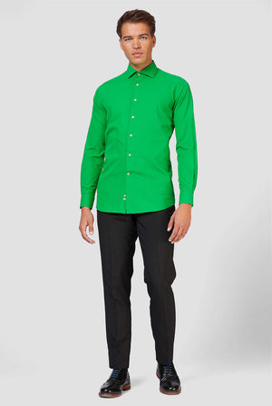 Man wearing green dress shirt