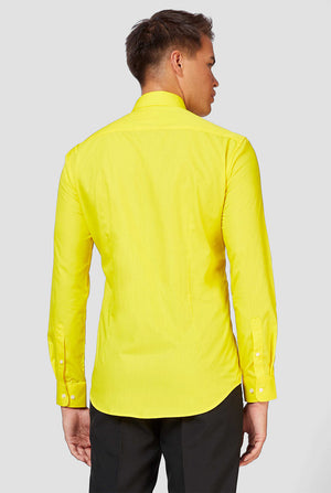Man wearing yellow dress shirt