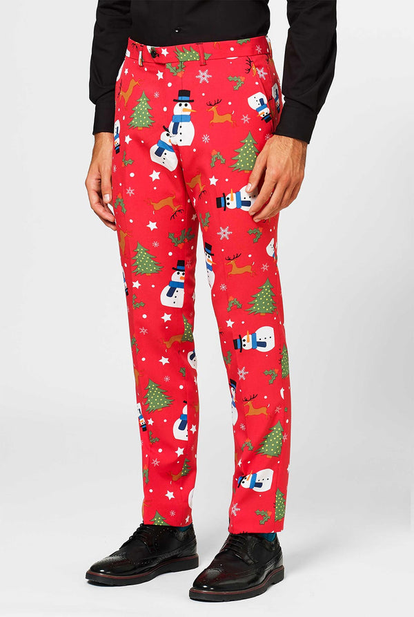 Man wearing Red Christmas men's suit