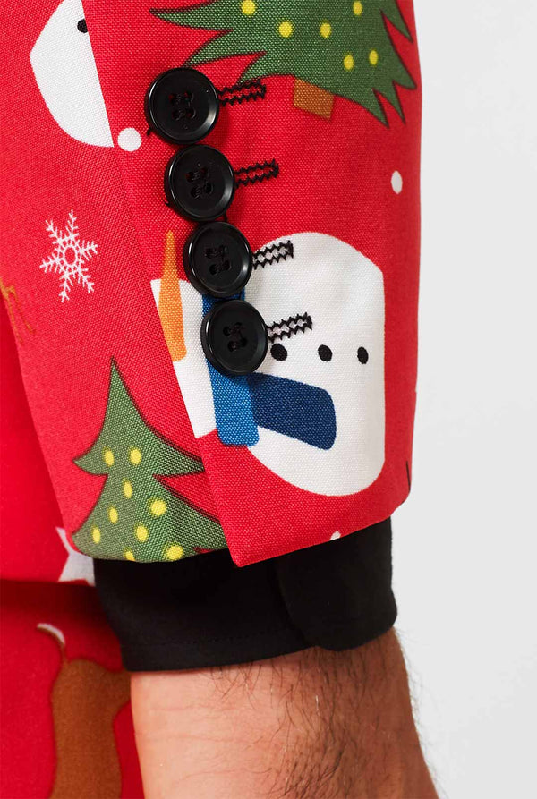 Man wearing Red Christmas men's suit