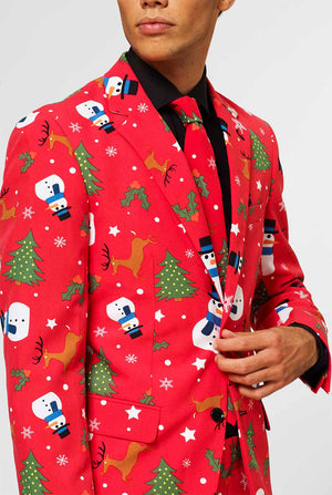 Man wearing Red Christmas men's suit