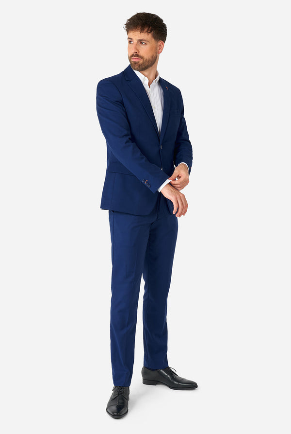 Man wearing casual blue business suit