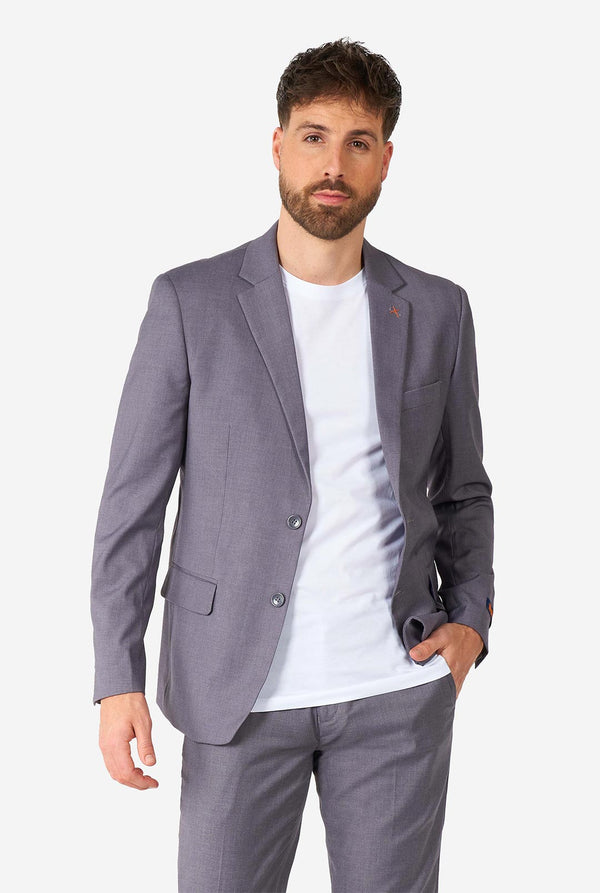 Man wearing casual grey business suit