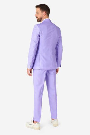 Man wearing lavender purple colored suit