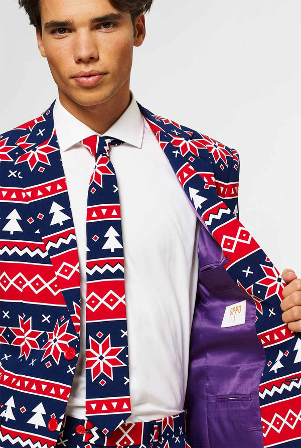 Nordic themed Christmas men's suit worn by man