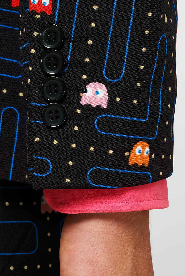 Pac-Man maze men's suit worn by man