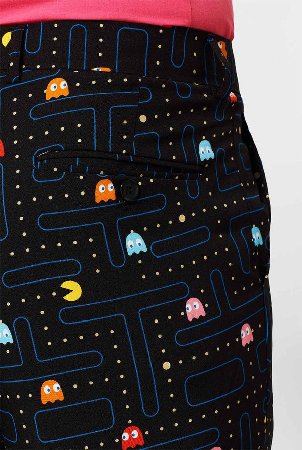 Pac-Man maze men's suit worn by man
