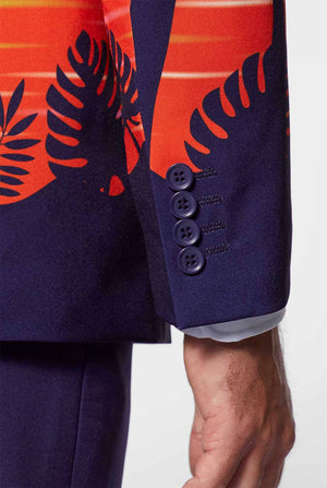 Man wearing Suave Sunset Hawaiian men's suit