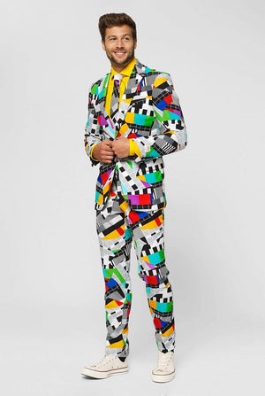 Man wearing testscreen print men's suit