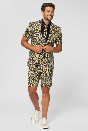Man wearing summer suit with leopard print