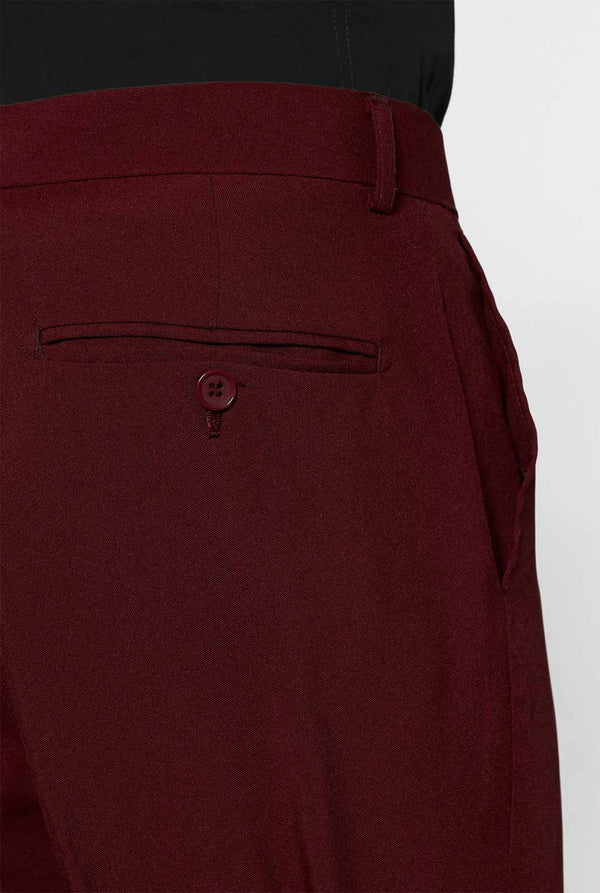 Bordeaux red solid color men's suit Blazing Burgundy worn by men zoomed in